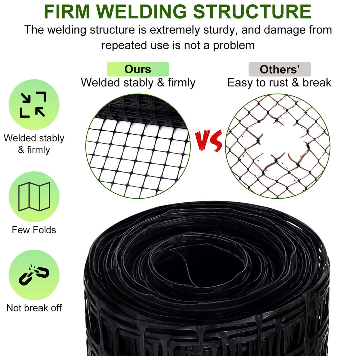 Windyun 2 Roll 100 ft 200 ft in Total Plastic Mesh Fence Roll Safety Construction Barrier Netting Outdoor Snow Temporary Garden Animal Fencing for Poultry, Chicken, Dog, Patio(Black) Windyun