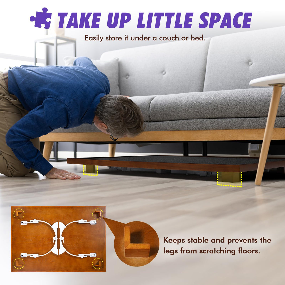 Sunix 1500PCS Puzzle Table with Legs, 36"x26" Adjustable Height & Tilt Jigsaw Puzzle Board with Drawers & Cover, Portable Folding Puzzle Table for Adults, Wooden Jigsaw Puzzle Table for Bed Sunix