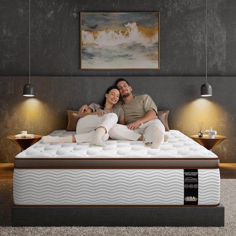 BedStory Firm King Mattress for Couples - 14 Inch Hybrid Mattress with Quiet Motion Isolation, Orthopedic Spinal Support and Back Pain Relief - 800+ Pocket Springs, CertiPUR-US Certified BedStory