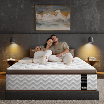 BedStory Firm King Mattress for Couples - 14 Inch Hybrid Mattress with Quiet Motion Isolation, Orthopedic Spinal Support and Back Pain Relief - 800+ Pocket Springs, CertiPUR-US Certified