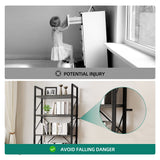 YITAHOME 5 Tiers Bookshelf, Industrial Artsy Grey Bookcase Bookshelves, Book Rack, Storage Rack Shelves Books Holder Organizer for Books Movies in Living Room Home Office, Charcoal Gray + Black YITAHOME