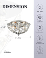 12 Inch Crystal Ceiling Light, Silver Chrome Flush Mount Ceiling Lights, 2-Light Modern Lighting Fixture Ceiling Mount for Living Room, Dining Room, Bedroom, Kitchen, Hallway, Entryway,XDD012-2-CH-1 KLKLCH