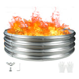 4FT Diameter Camp Fire Ring Pit, Large Round Galvanized Steel Fire Pit, Heavy Duty Steel Fire Pit Silver for Backyard, Camping, Bonfire (4x4x1FT) TBMLC