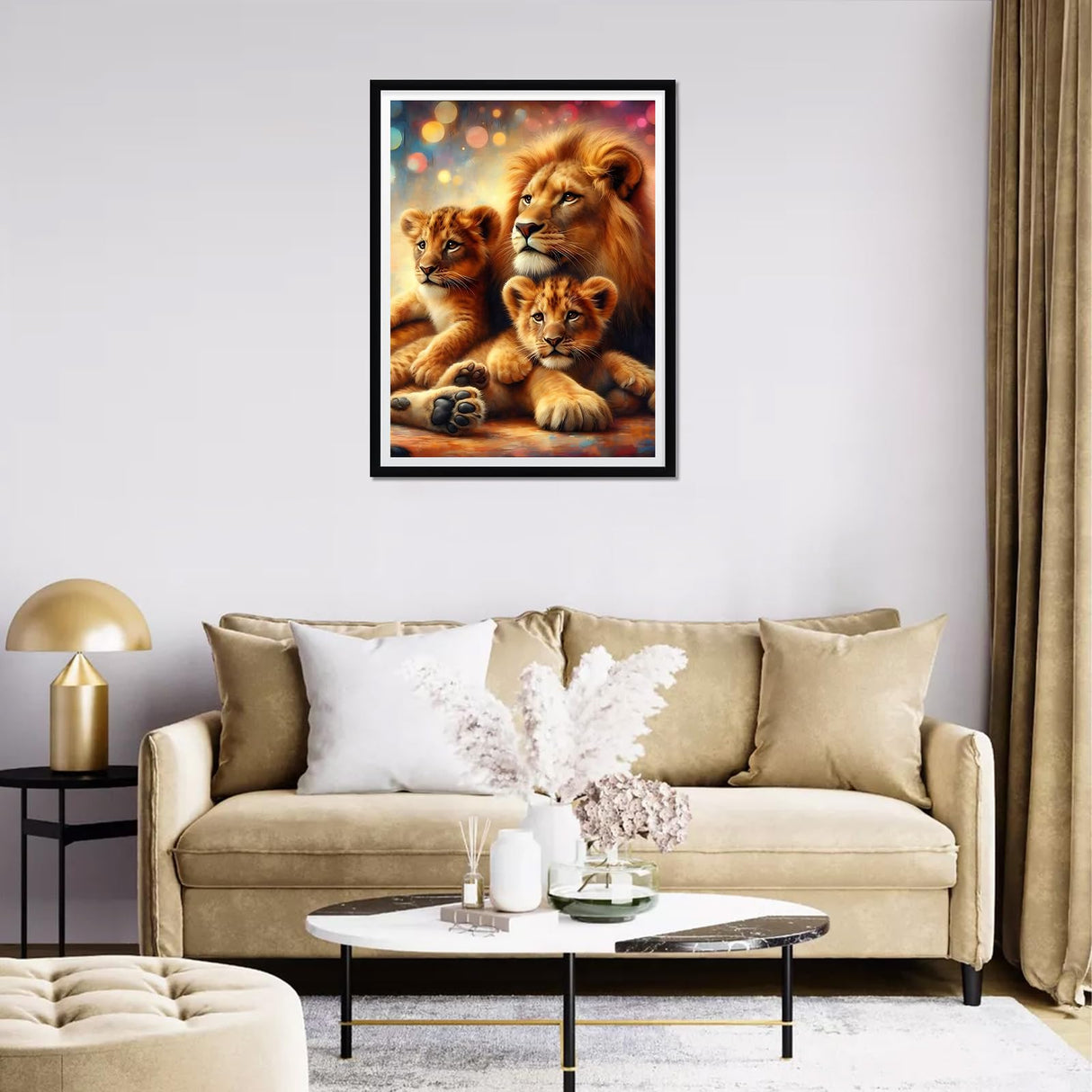 RICUVED Lion Diamond Painting Kits for Adults, Animal Diamond Art Kits for Adults DIY 5D Diamond Art Painting Full Drill Round Rhinestone Gem Art and Crafts for Home Wall Decor 12X16inch RICUVED