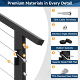 Gyykzz 2 Pack One-Stop Stair Cable Railing Post Kit, 36" Slant Fixed Top Stair Post with 5-Degree Spacers, Stair Railing System Including 2 Stair Post, 125ft Cable, 10 Sets Terminal, 60 Cable Grommets Gyykzz