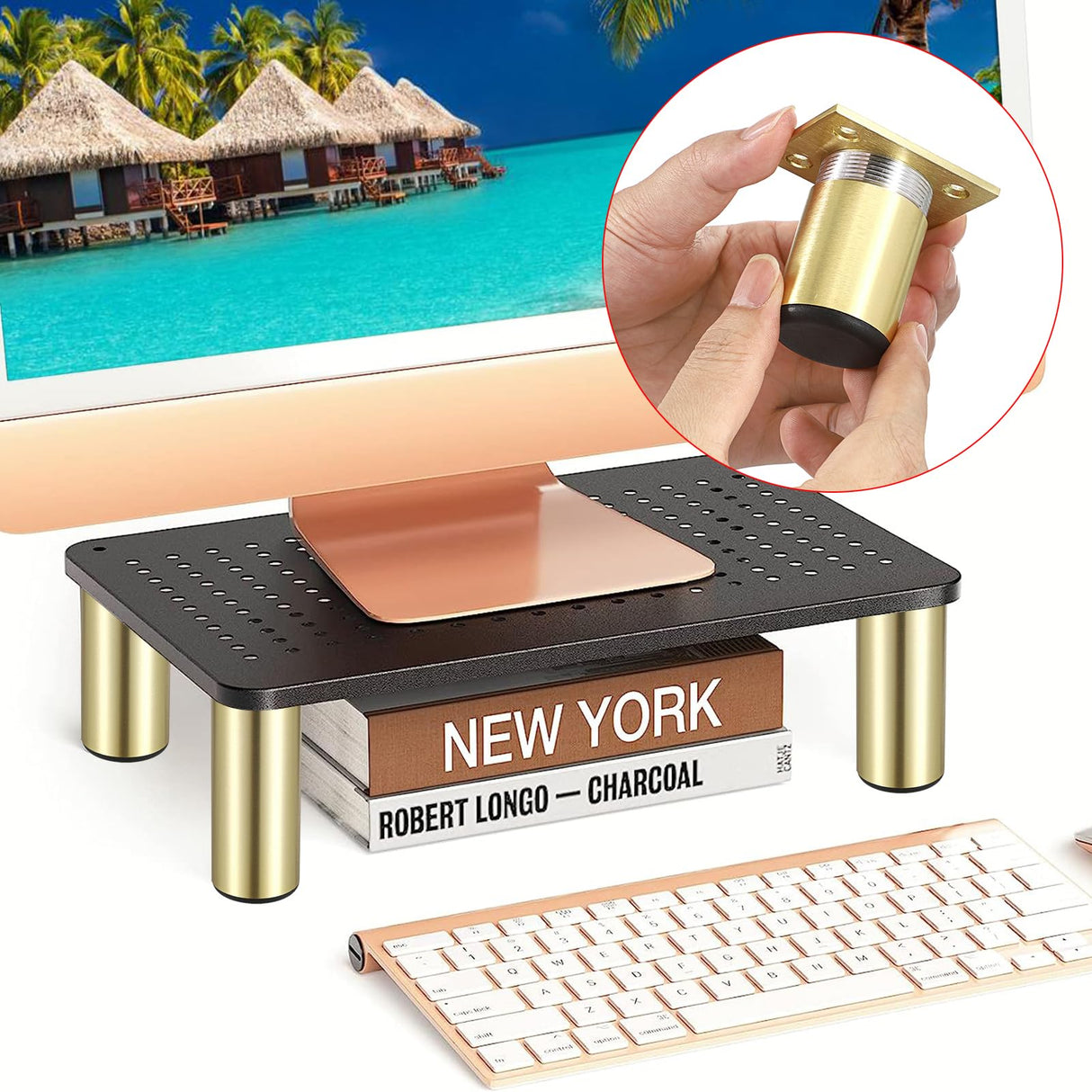 Sumnacon 4PCS Aluminium Alloy Furniture Legs - Round Adjustable Sofa Legs Furniture Cabinet Legs, 2 Inch Funiture Feet for Cabinet Desk Table Chair Sofa Bed, Gold Sumnacon