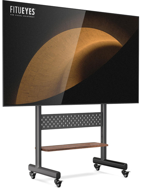 FITUEYES Rolling TV Stand for 40-85inch TV, Portable TV Stand with Wheels Holds up to 132 LBs, Height Adjustable Mobile TV Cart with Multifunctional Storage for Office, Living Room, Bedroom FITUEYES