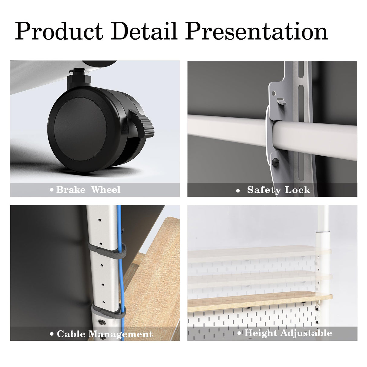 FITUEYES Rolling Floor TV Stand Mount for 40-85 Inch Large LCD/LED TVs TV Cart Heavy Duty Hold Up to 132 lbs Mobile Corner Stand with Mount for LCD/LED Flat Curved Screens with Wooden Large Storage FITUEYES