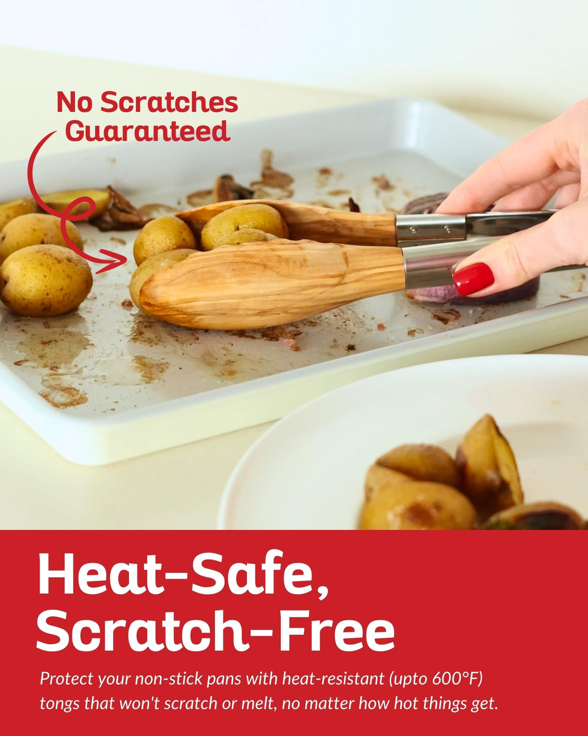 Boxiki Kitchen Tongs for Cooking with Wooden Tips - Wooden Tongs Ideal for BBQ, Salad, Toaster, Bread & Pickles - Made of Natural Olive Wood, Size 12 Inch Boxiki Kitchen