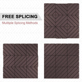 VANCASTLE Interlocking Floor Tiles, 12" x 12" Outdoor Flooring，All-Weather Waterproof Deck Tiles for Patio/Poolside/Garage/Gym, 1 Sq Ft Coverage per Tile, Easy to Install, Dark Brown/36 Pack VANCASTLE