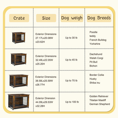 JY QAQA Dog Crate Furniture, Wooden Dog Crate Table, Double-Doors Dog Furniture, Indoor Dog Kennel, Dog House, Dog Cage Large JY QAQA PET