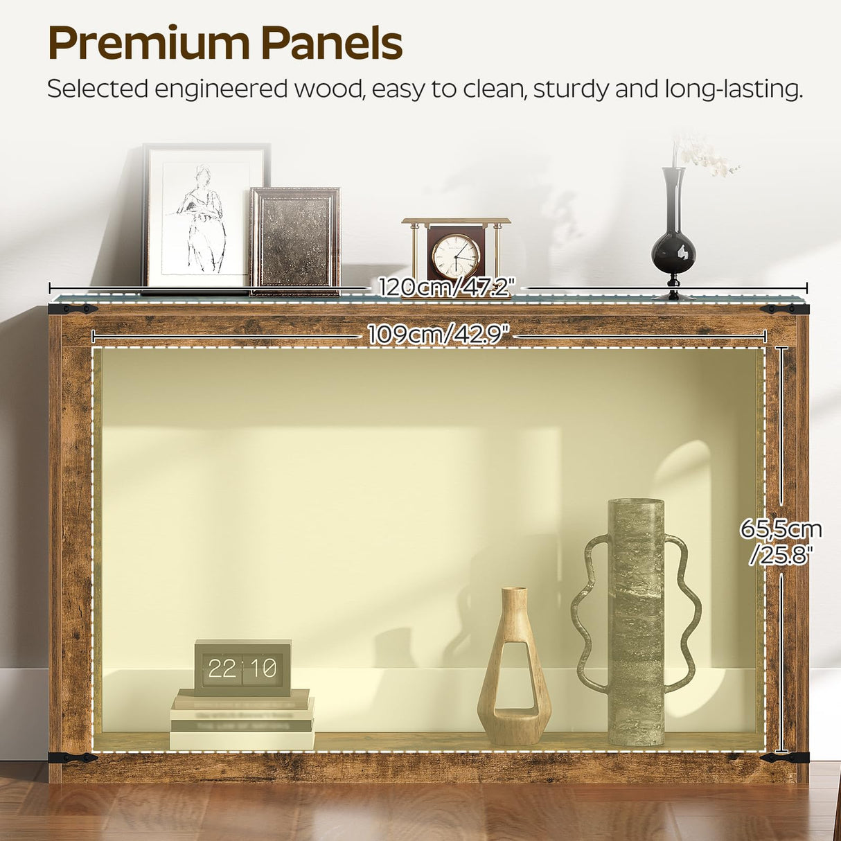 YATINEY Farmhouse Console Table, 47.2 Inches Wooden Sofa Table, Behind Couch Table with Storage, Industrial Hallway Accent Table for Living Room, Entryway, Hallway, Rustic Brown CT24BR YATINEY