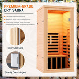 Albott Infrared Sauna Room, 1260W/110V Canadian Hemlock Wood 1 Person Infrared saunas for Home with 7 Color Therapy Lamp, Foot Heater, Dual Bluetooth Speaker, LCD Control Panel, 32.3x32.3x66.1inch Albott