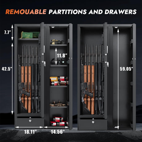 KAER 18-20 Gun Safe Gun Cabinet Large Gun Safes for Rifles and Pistols Rifle Safe for Home High Capacity Electronic Gun Cabinets for Rifles and Shotguns with Drawer,Removable Shelf KAER