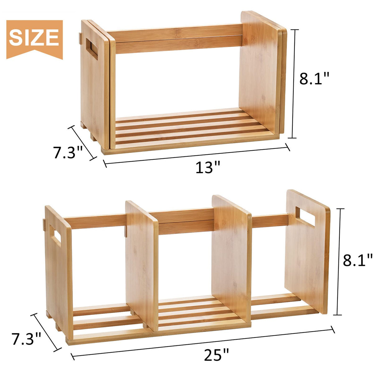 ZOOFOX Bamboo Desktop Bookshelf, Expandable Desktop Organizer, Small Display Shelf Book Rack for Office Supplies, Home Tabletop ZOOFOX