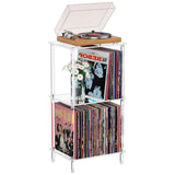 Bkemiy Acrylic Record Player Stand, 3-Tier Clear Turntable Table with Vinyl Record Storage, 15.74" L x 11.81" W x 30.7" H, Tall Modern Side Table/End Table for Living Room, Bedroom JJ00041 Bkemiy