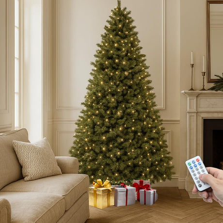 YITAHOME Prelit Christmas Tree 7.5ft with Remote, Green Spruce Christmas Tree for Home, Office, Party Decoration with 1346 Branch Tips and 550 Lights YITAHOME