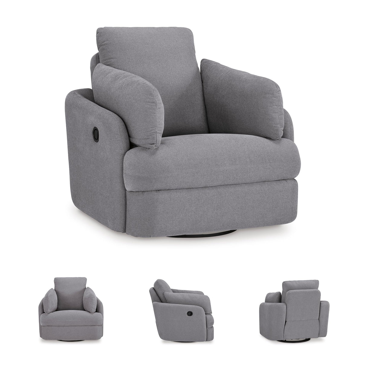 Signature Design by Ashley Modmax Contemporary Indoor Upholstered Press-Back Rocker Swivel Glider Recliner with Hidden Storages, Light Gray Signature Design by Ashley