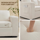 Orcalic 80'' Sofa Couch for Living Room, Mid Century Modern Loveseat Sofa with Side Pocket, 3-Seater Couches for Bedroom, Apartment, Office, Teddy Wool White Orcalic