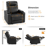 MCombo Zero Gravity Oversized Power Recliner Chair for Adults with Power Headrest & LED Light, Faux Leather Recliner Chair for Living Room & Home Theater, USB Port, Armrest Storage HTS401 MCombo