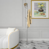 Homde Metal Coat Rack Stand with Natural Marble Base, Stainless Steel Freestanding Coat Tree Hanger with 8 Hooks, Hall Tree for Clothes Jackets Hat Scarves Handbags Entryway Bedroom (Silver) Homde