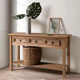 Farmhouse Solid Wood Hall Table with 3 Drawers - Furniture Dash 47.9" Console for Entryway and Foyer Furniture Dash