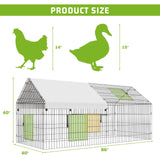 NUGRIART Metal Chicken Coop 86"×40"×40" Chicken Run with Waterproof Cover Portable Poultry Cage Walk in Hen House Outdoor Backyard Farm Animal Enclosure Crate Pet Playpen Exercise Pen for Rabbit Duck NUGRIART