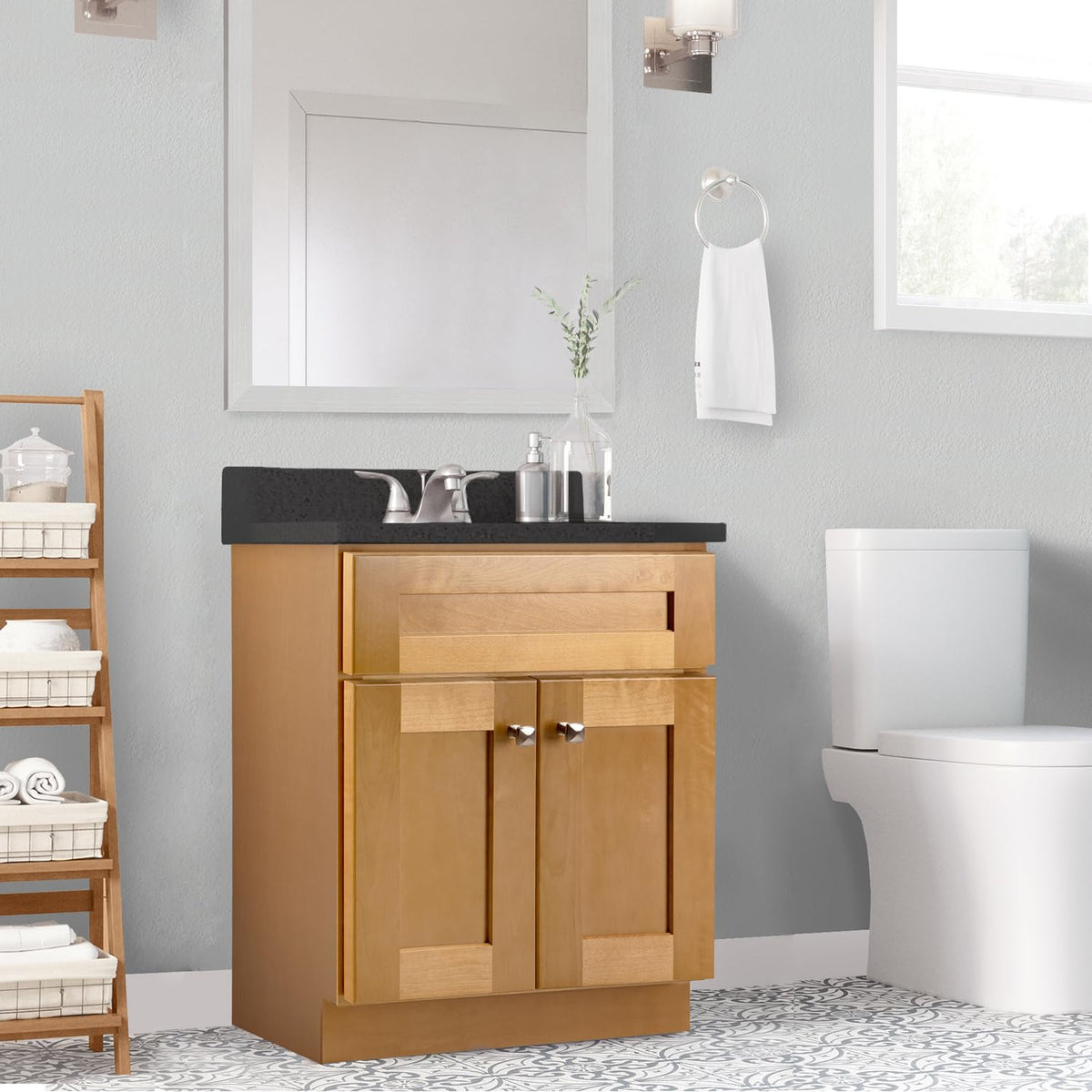 Design House Brookings 24-Inch Bathroom Vanity, Solid Wood Cabinet, Ready to Assemble, Modern Birch, 587113 Design House