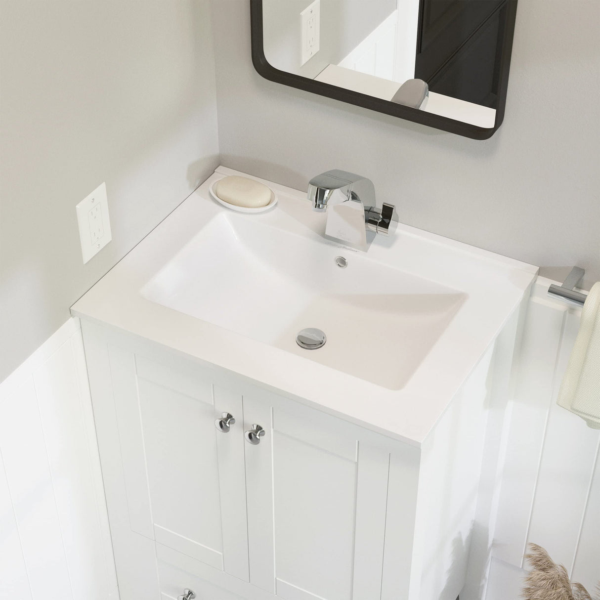 Swiss Madison Drop In Ceramic Well Made Forever Swiss Madison SM-VT324 Vanity Top, 18.5"D x 24.25"W x 6.75"H, Glossy White Swiss Madison