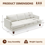 Gericco 89" 3-Seater Sofa, Deep Seat Sofa with Comfy Cushion, Mid Century Modern Couches for Living Room, Upholstered Comfy Sofa Couch for Bedroom, Apartment, Beige Gericco