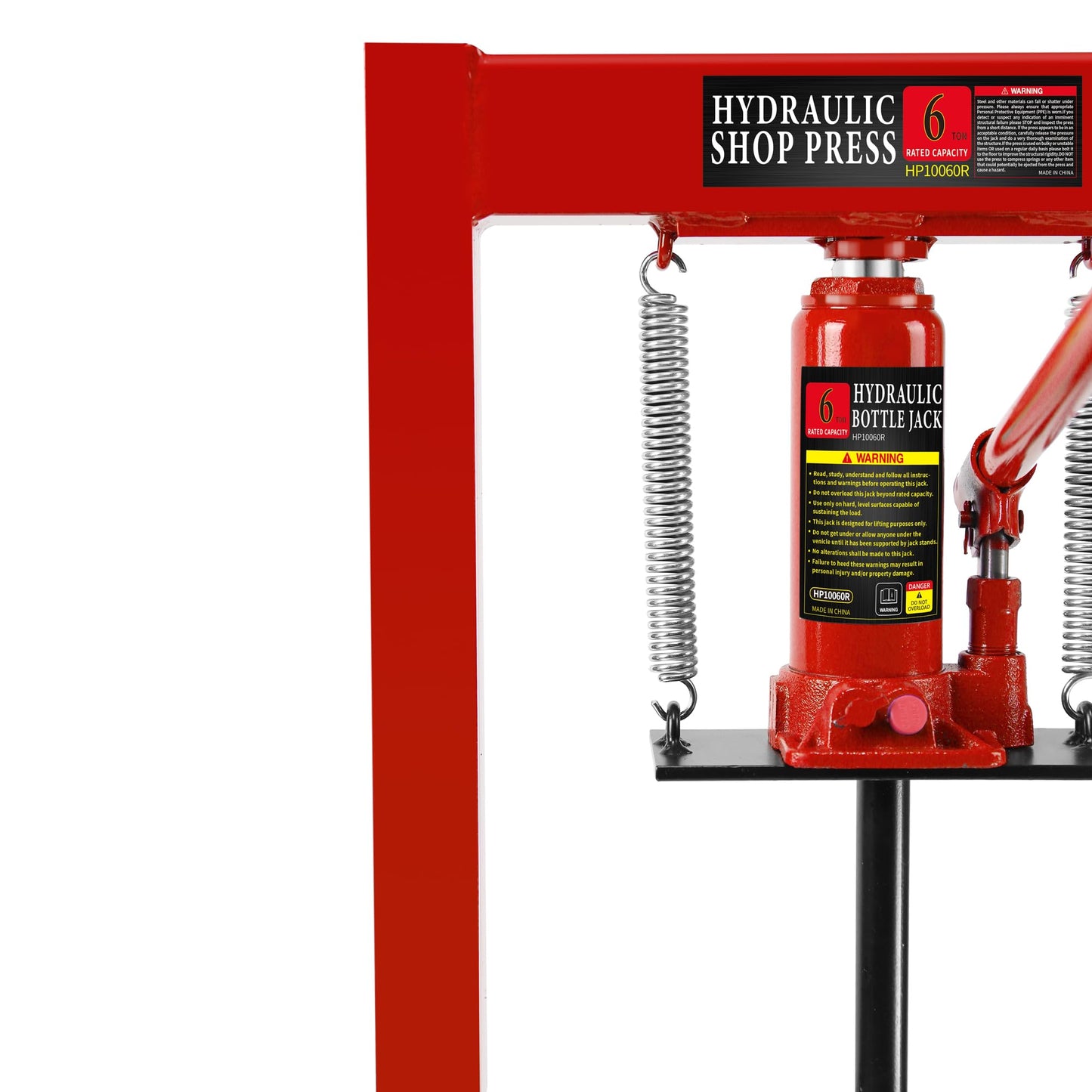 Hydraulic Press, 6 Ton H-Frame Garage Floor Adjustable Shop Press with Stamping Plates to Bend, Straighten, Or Press Parts, Install Bearings & U-Joints - WoodArtSupply