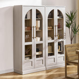 mopio Blake Tall Display Cabinet, Kitchen Buffet Pantry Cupboard, Trophy Display Case, Storage Cabinet Scratch Resistant Acrylic, Modern Farmhouse Curio Organizer (White Oak Arched, Single) mopio