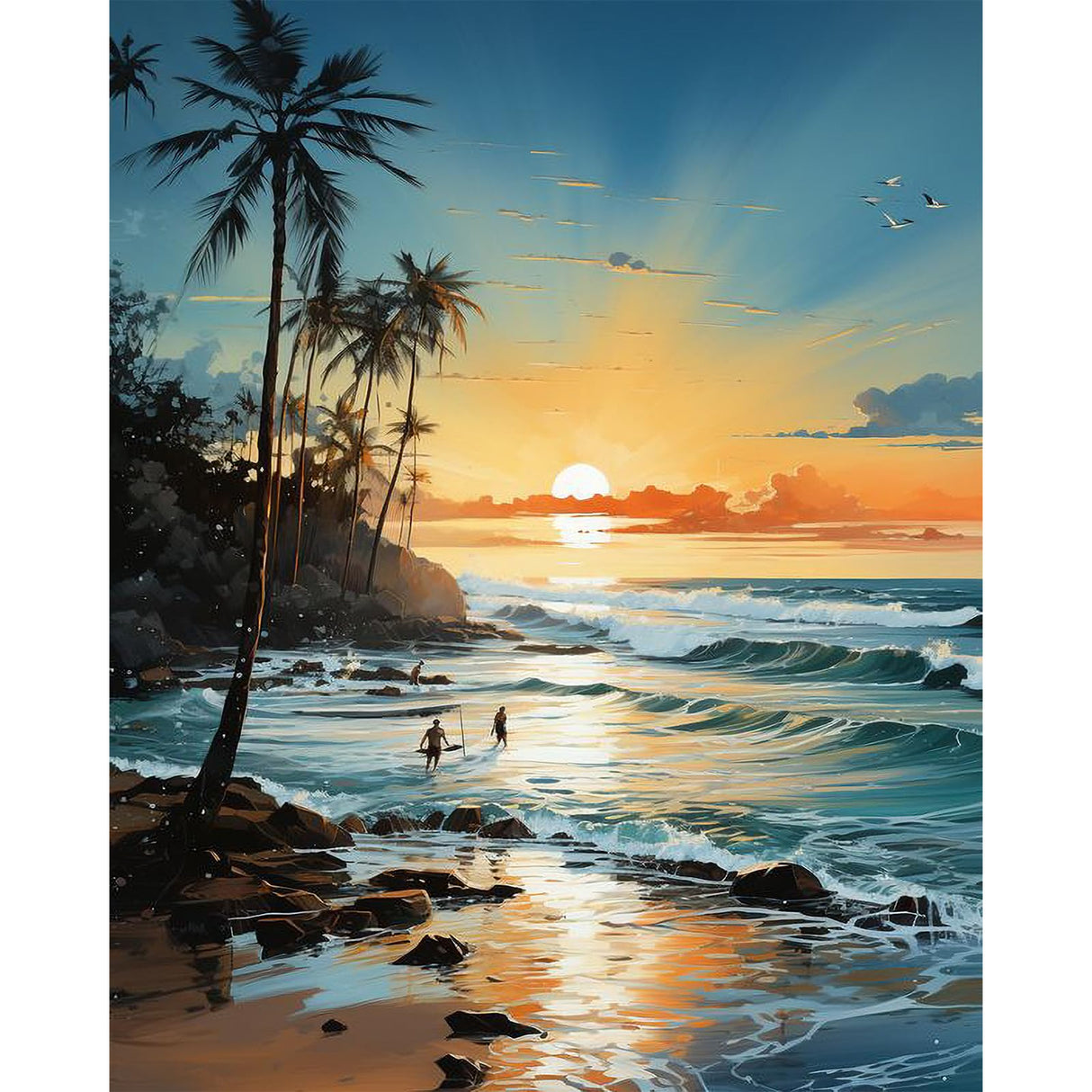 PRASIO Paint by Numbers Kit for Adults Beginner, Beach Paint by Number, DIY Acrylic Adult Paint by Number Kits on Canvas for Home Decor Gift 16x20 Inch PRASIO