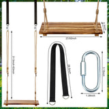 Hollowfly 2 Pcs Wood Swing Seat Carbonized Hanging Wood Tree Swing Adjustable Anticorrosive Waterproof Wooden Swing 440lbs Load for Adult Kids Indoor Outdoor Backyard Play, 24 x 6.3 x 1.42 Inch Hollowfly