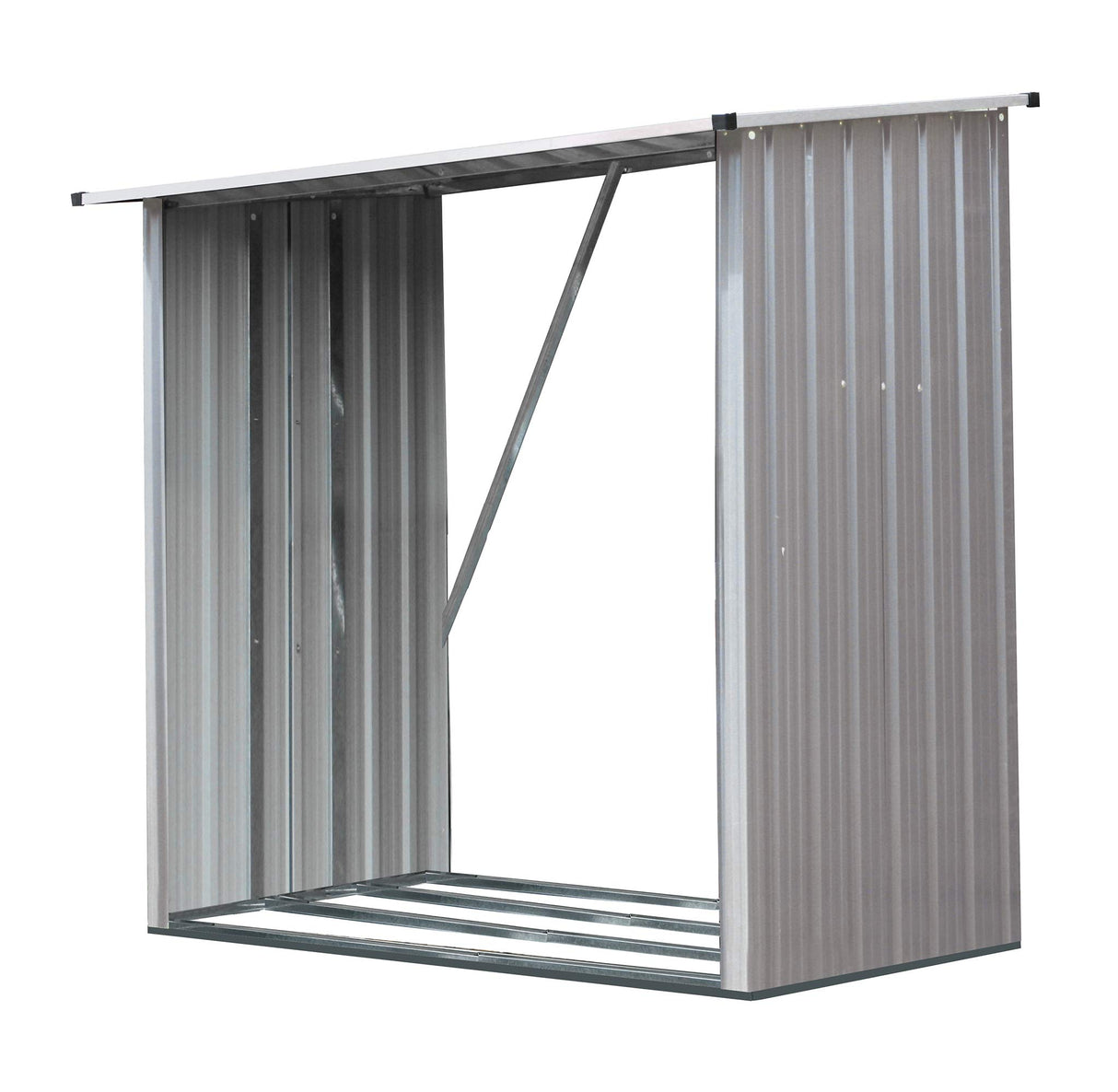 Hanover Indoor or Outdoor Firewood Rack, Open Wood Shed, Wood Storage Sheds, Galvanized Steel Outdoor Storage Box, 5.3-Ft. x 3.75-Ft. x 5-Ft., Stainless Steel Backyard Shed Hanover