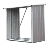 Hanover Indoor or Outdoor Firewood Rack, Open Wood Shed, Wood Storage Sheds, Galvanized Steel Outdoor Storage Box, 5.3-Ft. x 3.75-Ft. x 5-Ft., Stainless Steel Backyard Shed Hanover