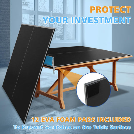 Dithoko Ping Pong Conversion Top, 8 FT Foldable Table Tennis Topper for Pool & Billiard Tables, 12MM MDF, Compact Storage, Net & Posts Included, Easy Setup, Indoor Use Dithoko