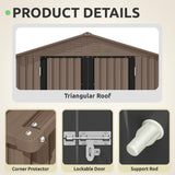 GOOBED 6x4FT Garden Storage Shed with Lockable Door and Vents, Metal Outdoor Tool Shed for Patio Lawn, and Backyard, Ideal for Storing Bikes, Trash Bins, Tools and Equipment, Brown GOOBED