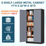 MIIIKO Metal Storage Cabinet with Locking Doors, Black Garage Storage Cabinets with 5 Adjustable Shelves MIIIKO