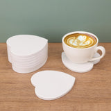 kukmakri 50 PCS Sublimation Blank Ceramic Coasters with Cork Backing Pads, 4.25 Inch Heart Shaped Versatile & Decorative Glazed Ceramic Coasters for Crafting, Absorbent Ceramic Stone Coaster for Drink kukmakri