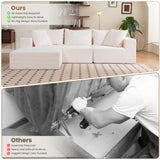 Modular Sectional Sofa, 108" L-Shaped Boneless Couch with Deep Seat, Corduroy Cloud Couch for Living Room, Bedroom, No Assembly Required, Ship in a Box, Beige RUMBALUXY