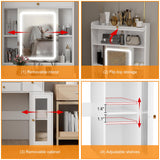 ARTETHYS Small Vanity Desk with Sliding Mirror and Lights White Makeup Vanities Set with Drawers Compact Dressing Table with Cabinet and Adjustable Shelves for Bedroom ARTETHYS