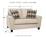 Signature Design by Ashley Abinger Chenille Contemporary Loveseat with 2 Accent Pillows, Beige Signature Design by Ashley