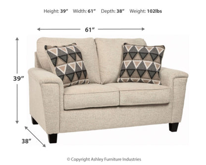 Signature Design by Ashley Abinger Chenille Contemporary Loveseat with 2 Accent Pillows, Beige