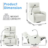 QicoFelix Swivel Rocker Recliner,Nursery Glider Recliner,Upholstered Rocking Recliner Chair with Phone Holder, PU Rocking Reclining Sofa for Living Room, Gray (360°Swivel) QicoFelix