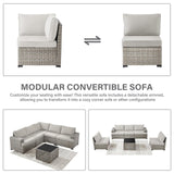 Belord Modular Outdoor Furniture Set - 8 Pieces Patio Conversation Sectional Sofa Set with Swivel Rocker Outdoor Chairs and Glass Coffee Table for Deck Backyard Sunroom Belord