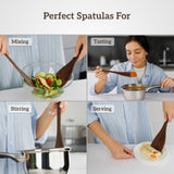 Wooden Spatula for Cooking, Long Handle, Wooden Spoons Set of 2 for Nonstick Pans & Cookware, Wooden Utensil Set, Wood Flipper for Pan and Wok, Wood Scraper, Spatula for Flipping, Serving & Scraping Tigina