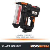 Worx Nitro 20V 18GA Brad Nailer Cordless Fires 80 Nails Per Minute, Cordless Nail Gun Anti-Ejection, Nail Gun Battery Powered Tool-Free Jam Release WX842L.9 Power Share – Tool only WORX