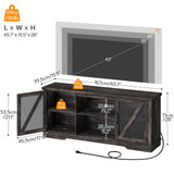 HOOBRO Farmhouse TV Stand, TV Stand for 75 Inch TV, Media Entertainment Center with LED Lights and Power Outlets, TV Console Table for Living Room, TV Stand with Storage, Dark Rustic Oak FP71UDDS01 HOOBRO