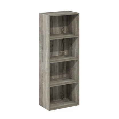 Furinno Luder 4-Tier Bookcase in French Oak - Stylish Storage Solution - WoodArtSupply